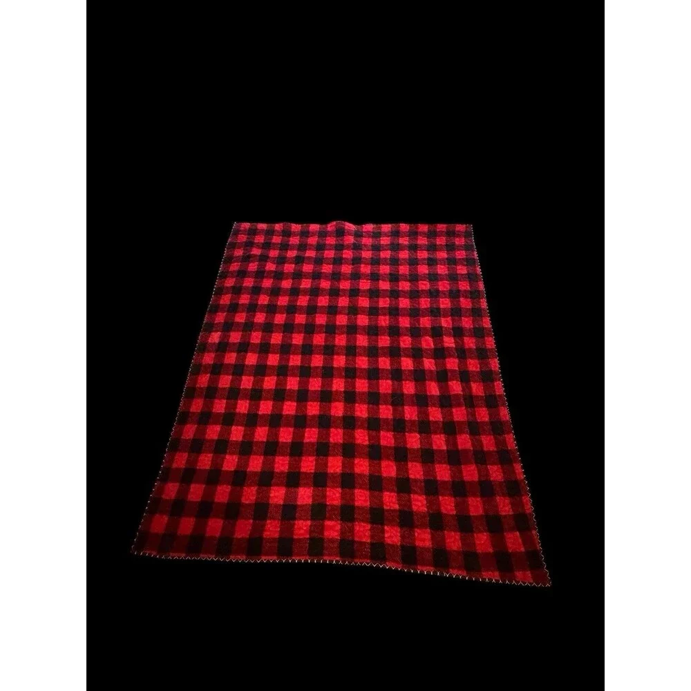 Red Silver Black Handmade Stadium Quilt Minkie Buffalo Plaid Back Band Bulldogs